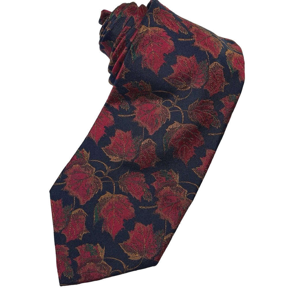 Vintage NWF Environmental Harken Silk Nectike Tie Mens Red Maple Leaf Novelty - Picture 1 of 7
